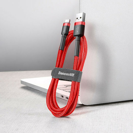 Baseus Cafule Плетен USB 2.0 Кабел USB-C Мъжки - USB-A Червен 0.5m CATKLF-A09