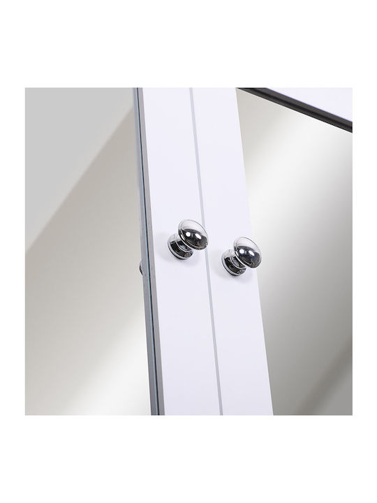 Kleankin 834-182 Правоъгълена Банско Огледало от MDF с Рафт & Шкаф 56x58см Бял