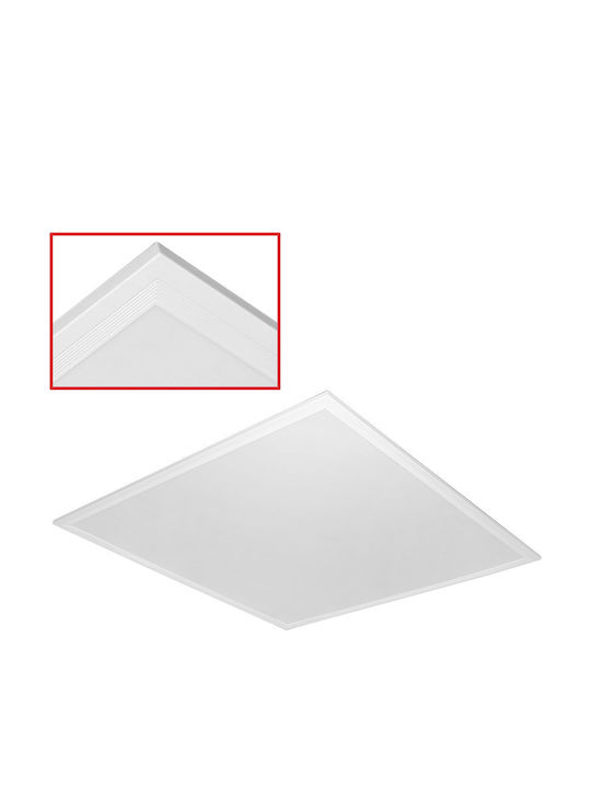 Adeleq Square Recessed LED Panel 42W with Cool White Light 6300K 60x60cm