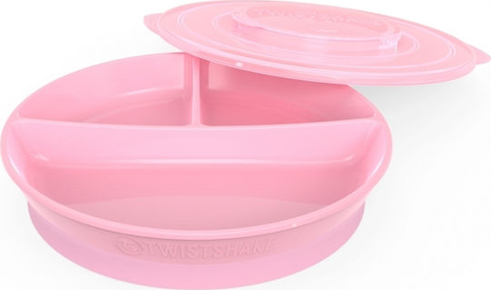 Twistshake Baby Food Plate Divided Plate made of Plastic Pink