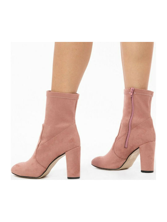 Moods Shoes 1513 Suede Women's Ankle Boots Pink