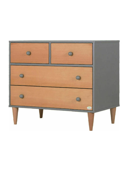 Norma Βρεφική Συρταριέρα με 4 Συρτάρια Καφέ 100x55x88cm