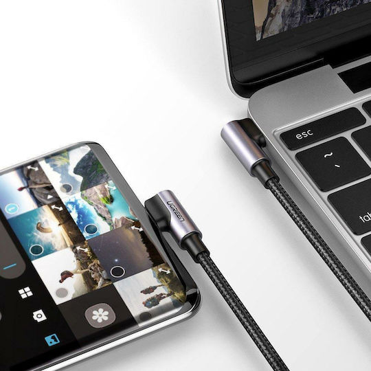Ugreen Elbow US323 Angle (90°) / Braided USB 2.0 Cable USB-C male - USB-C 60W Γκρι 1m 70529