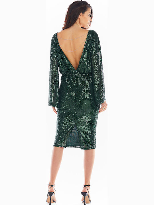 Awama Midi Evening Dress Green