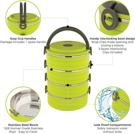Healthy Human On The Go Pet Bento Edelstahl Schalen Futter & Wasser für Hund & Katze 450ml in Grün Farbe 3Stück