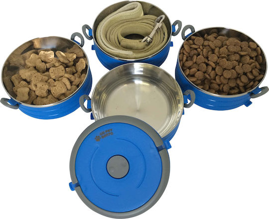 Healthy Human On The Go Pet Bento Edelstahl Schalen Futter & Wasser für Hund & Katze 450ml in Blau Farbe 2Stück