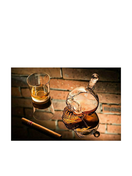 Gadget Master Skull Bottle Γυάλινη Καράφα Σερβιρίσματος Ουίσκι με Πώμα Διάφανη 650ml