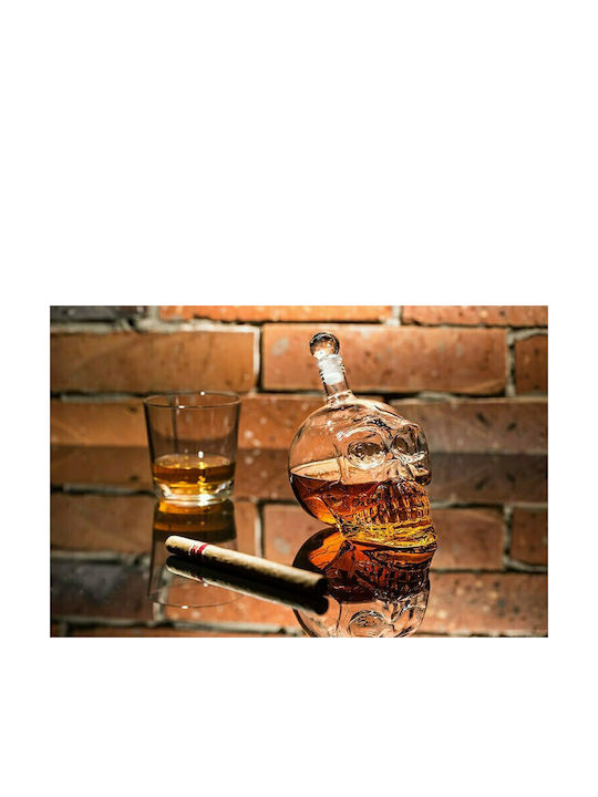 Gadget Master Skull Bottle Γυάλινη Καράφα Σερβιρίσματος Ουίσκι με Πώμα Διάφανη 650ml