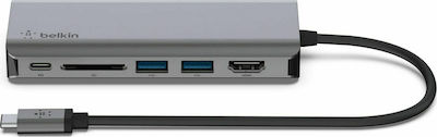 Belkin Connect USB-C Docking Station mit HDMI 4K PD Ethernet Gray