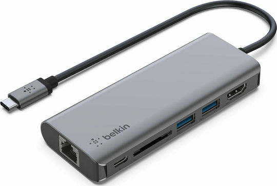 Belkin Connect USB-C Docking Station με HDMI 4K PD Ethernet Γκρι