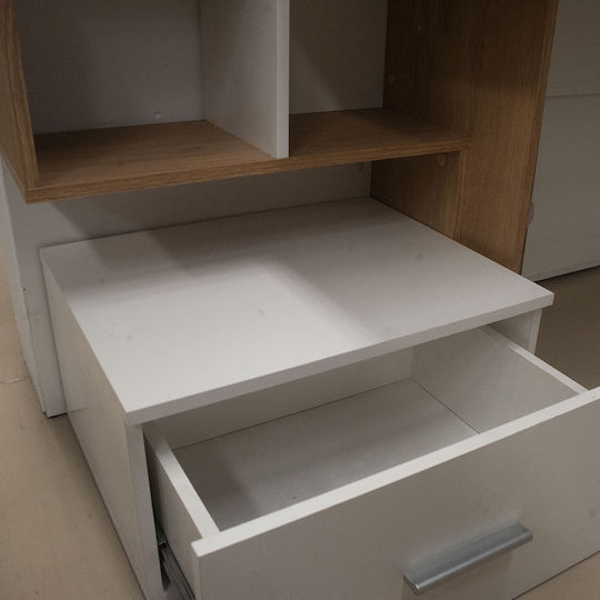 Birou Deskho Din Lemn Cu Birou Alb / Natural 149x50x105cm