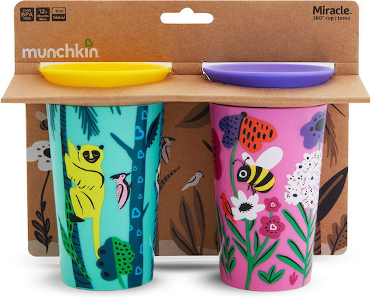 Munchkin Παιδικά Ποτηράκια Miracle 360° Wildlove Sippy Cup από Πλαστικό Πολύχρωμο 2τμχ 266ml για 12m+ 51765
