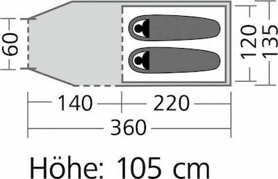 Coleman Cortes 2 Cort Camping Tunel Albastră cu Dublu Strat 3 Sezoane pentru 2 Persoane 360x135x105cm