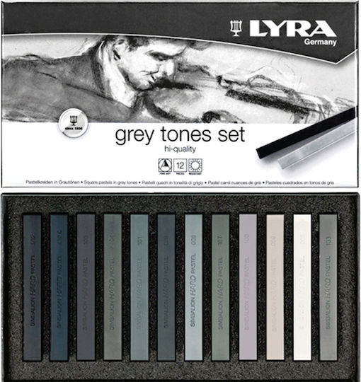 Lyra Grey Tones Crayons Set Ξηροπαστέλ Gray 12pcs