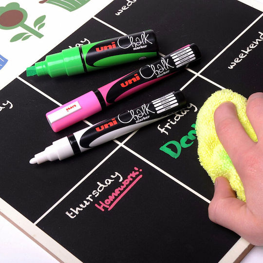 Uni-Ball Chalk Marker PWE-5M Μαρκαδόρος Ροζ Μαυροπίνακα Υγρής Κιμωλίας για Γυαλί 1.8-2.5mm