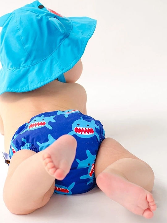 Zoocchini Kids Swimwear Swim Diaper with Hat Blue