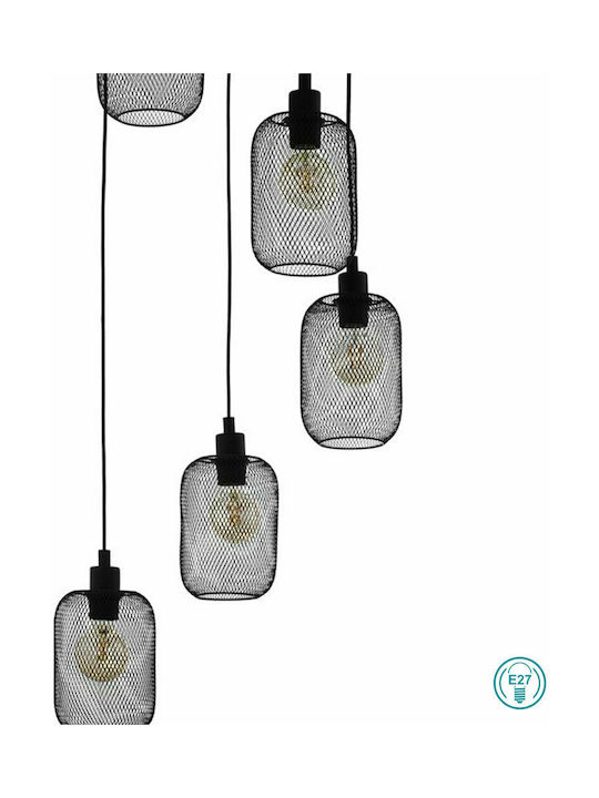 Eglo Wrington Pendant Chandelier Grid for 5 Bulbs E27 Black