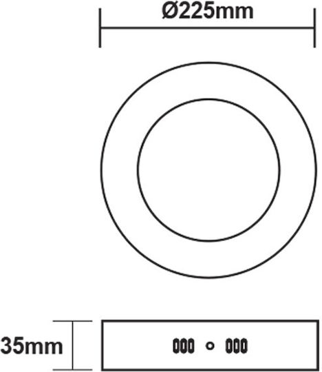 Aca Кръгла На открито LED Панел 18W с Топло бяло Светлина 3000К 22.5см.