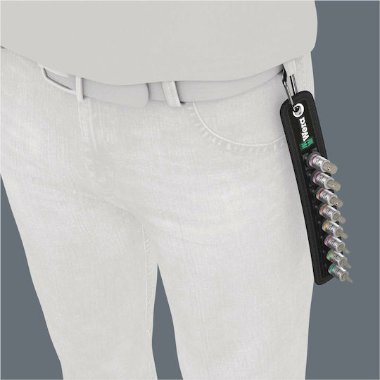 Wera Bit-Stecknüsse mit Bits Allen und Antriebsvierkant 1/4'' Set 9Stück