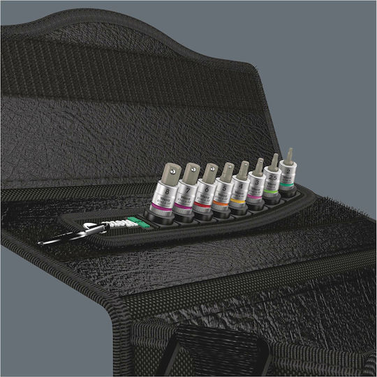 Wera Bit-Stecknüsse mit Bits Allen und Antriebsvierkant 1/4'' Set 9Stück