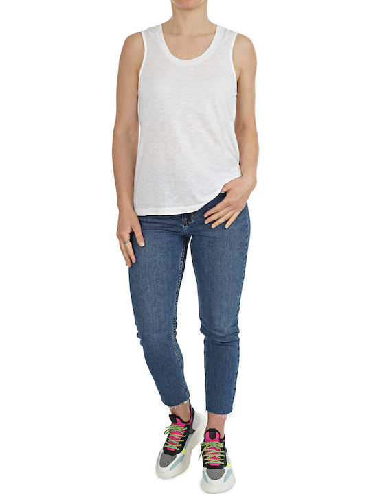 Women's Summer Blouse Cotton Sleeveless White