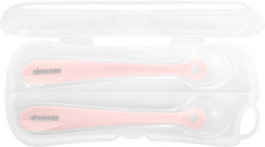 Kikka Boo Baby Set with Spoons Flexible 2 made of Silicone in Case for 4+ months Pink 2pcs