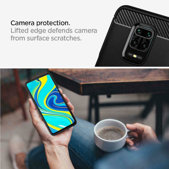 Spigen Rugged Armor Back Cover Σιλικόνης Μαύρο (Redmi Note 9S / 9 Pro / 9 Pro Max)