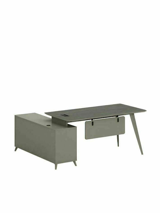 Birou Profesional Colțar Lux Series Din Lemn Gri 180x140x75cm