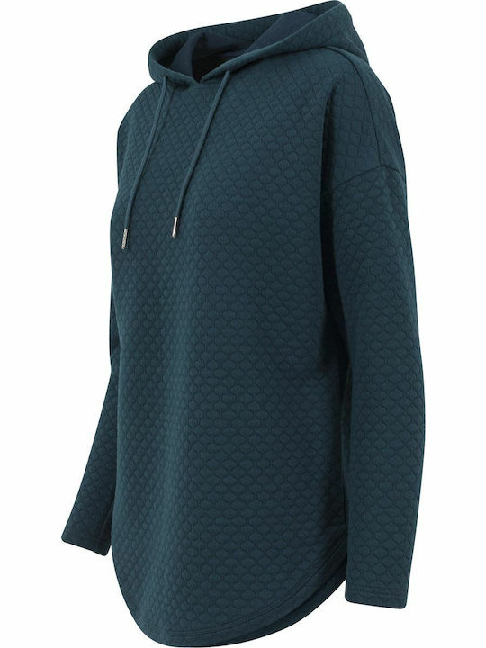 Long Women's Sweatshirt Hooded Blue