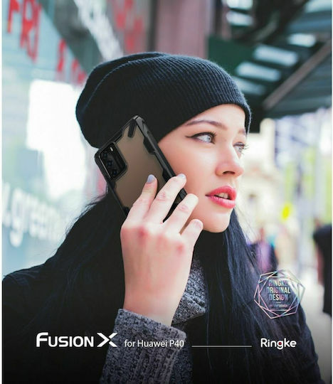 Ringke Fusion-X Back Cover Πλαστικό 2mm με Λουράκι Μαύρο (Huawei P40)
