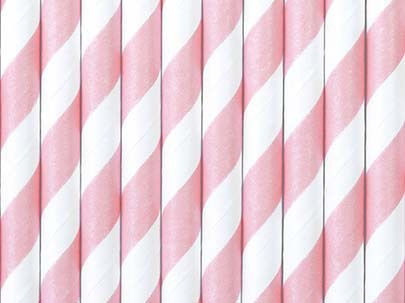 PartyDeco Straws Paper Pink Open 10pcs