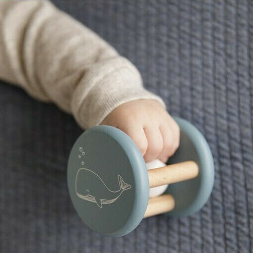 Little Dutch Wooden Rattle Adventure Ocean for 3++ Months Light Blue
