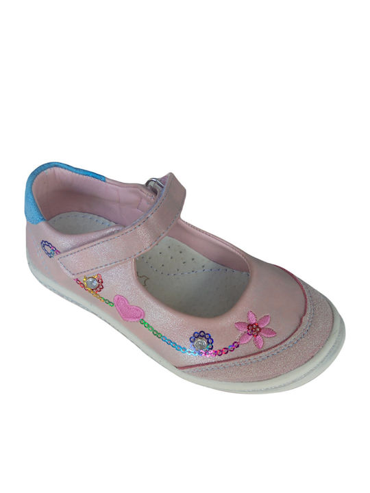 Meridian Shoes Kids Anatomic Ballerinas with Hoop & Loop Closure Pink