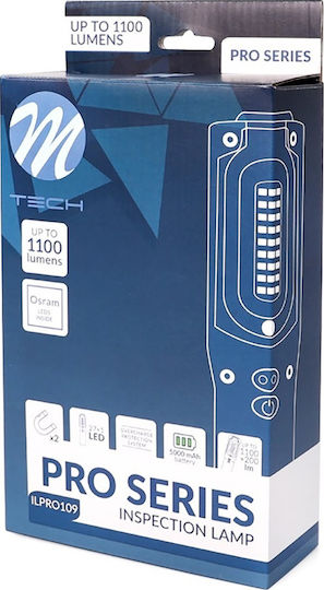 M-Tech Arbeitslampe Batterie LED IP54 mit einer Helligkeit von bis zu 1100lm