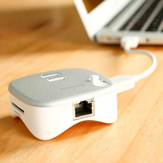 Baseus USB 3.0 Хъб 2 порта с връзка USB-A Сребрист