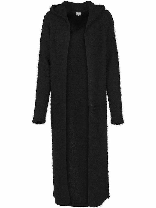Cardigan Pentru Femei Tricotat Negru Lung