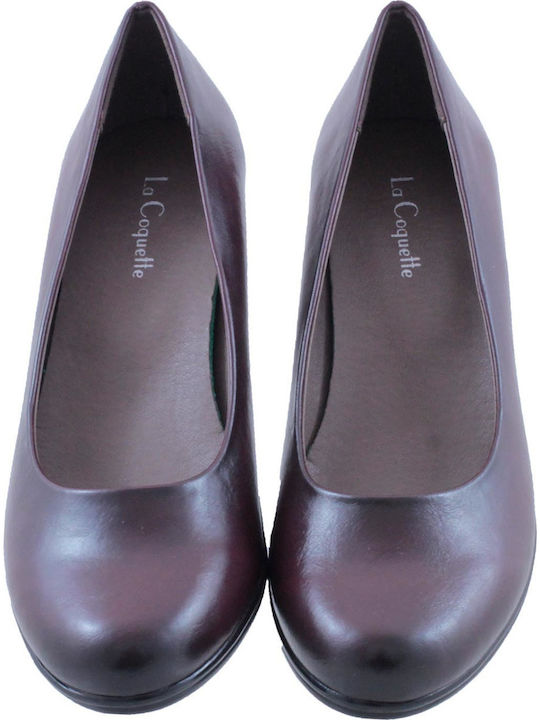 C3277 Pumps mit Chunky mittelhohem Absatz Burgundisch