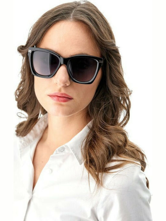 Marc Jacobs Women's Sunglasses with Black Horn-Rimmed Frame and Grey Gradient Lenses MJ1000/S 807/9O