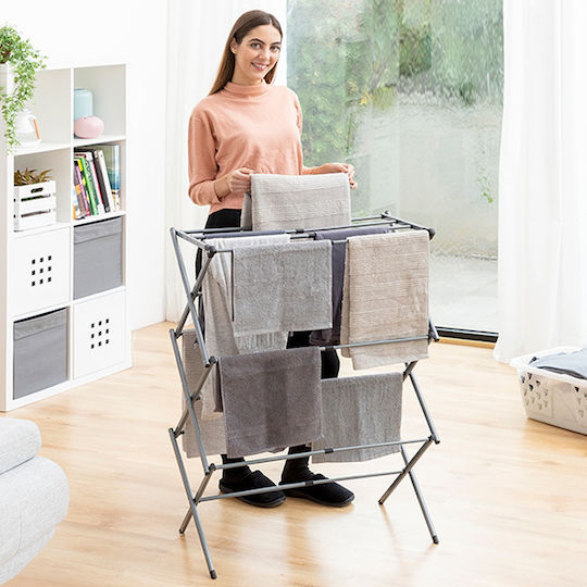 InnovaGoods Cloxy Folding Floor Metallic Clothes Drying Rack 74x103cm