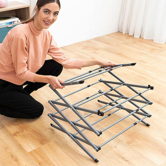 InnovaGoods Cloxy Folding Floor Metallic Clothes Drying Rack 74x103cm