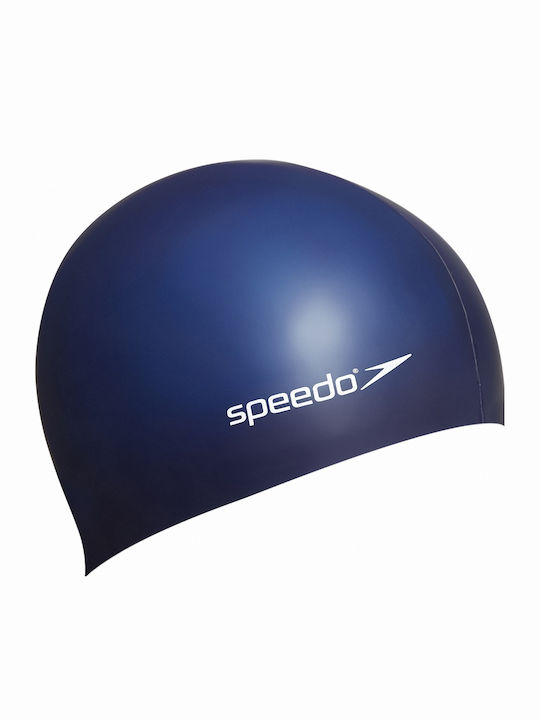Speedo Plain Moulded Silicone Kids Swimming Cap Blue