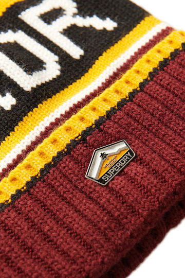 Pom Pom Beanie Männer Beanie mit Rippstrick Brooklyn Burgundy