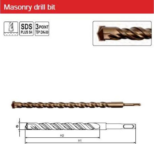 Yato 18x460mm Διαμαντοτρύπανο με SDS Plus Στέλεχος για Δομικά Υλικά, Γυαλί και Πλακίδια 18x360mm