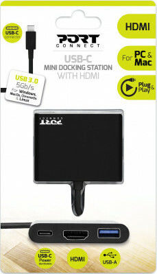 Port Designs USB-C Docking Station mit HDMI 4K PD Schwarz (900140)
