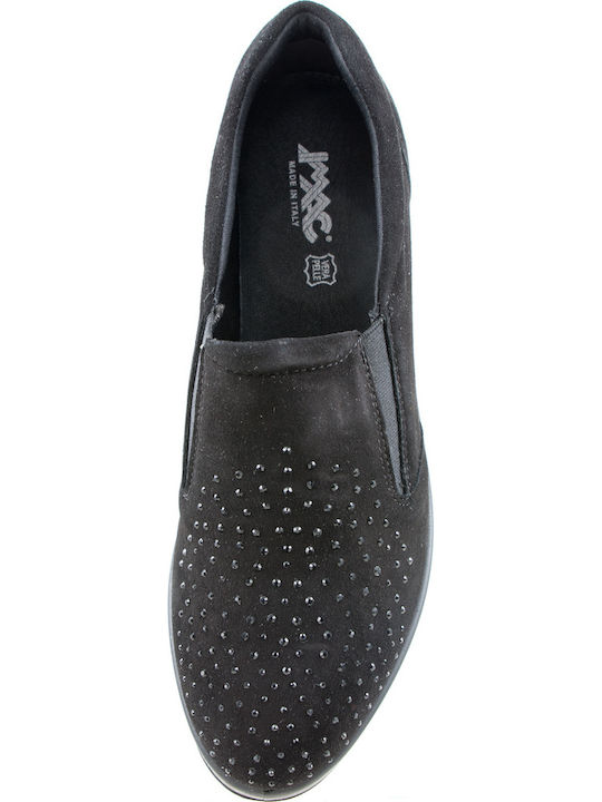 Ανατομικά Γυναικεία Slip-On Δερμάτινα Μαύρα