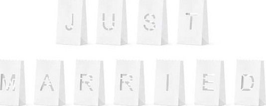 PartyDeco Φαναράκι Γάμου Just Married White 11τμχ 7cm