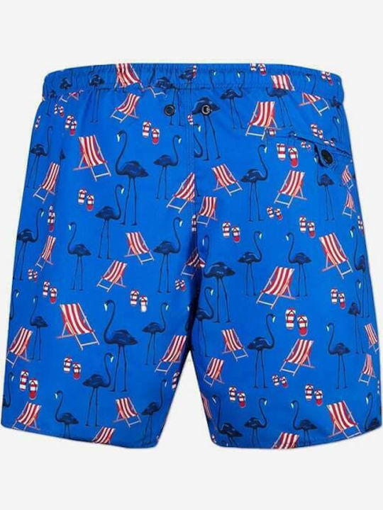 John Frank Flapingo Men's Swimwear Shorts Blue with Patterns