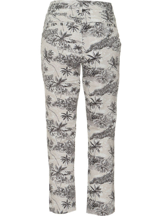 Frochickie Women's High-waisted Fabric Trousers Beige