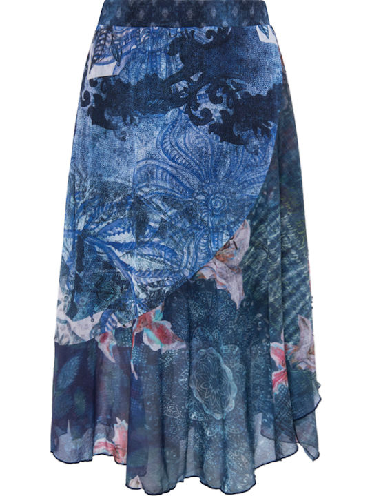 Nala 19SWFK08 High-waisted Midi Skirt with Tulle Navy Blue