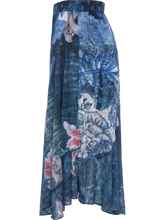 Nala 19SWFK08 High-waisted Midi Skirt with Tulle Navy Blue